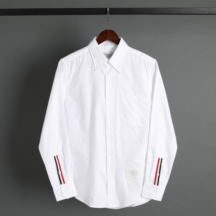 109573 옥스포드 소매 삼선 라인 긴팔 셔츠(화이트/105)