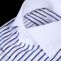 78288 no.83 프리미엄 와이드카라 더블 스트라이프 배색 셔츠 (Blue)